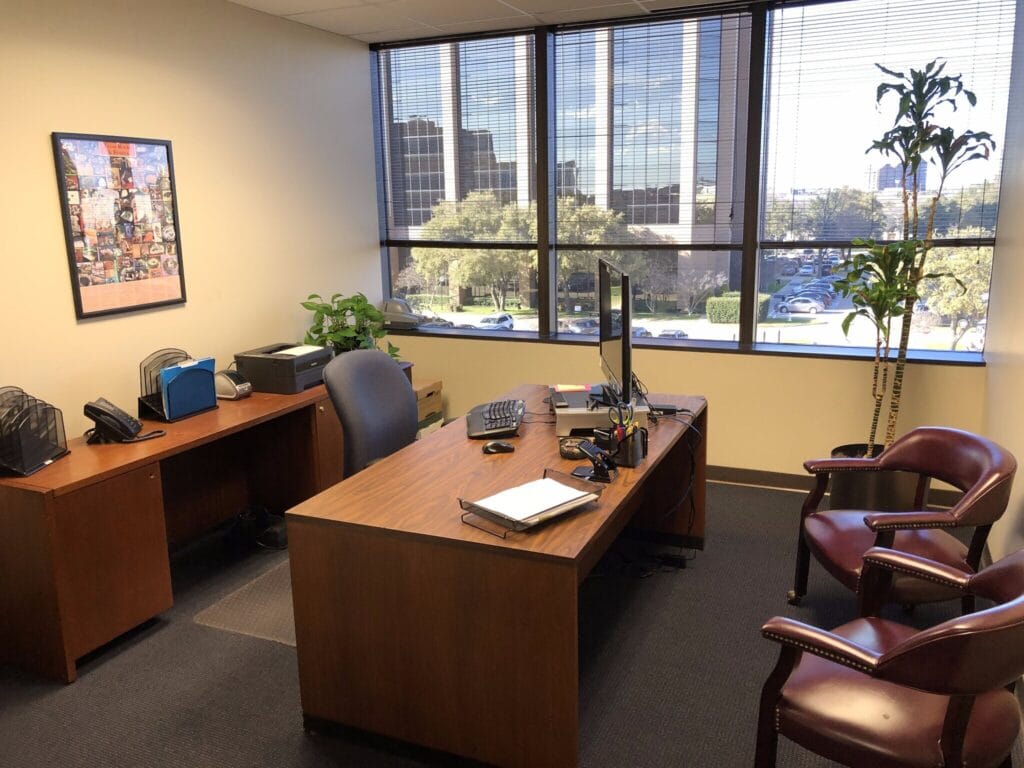 office space with two desks